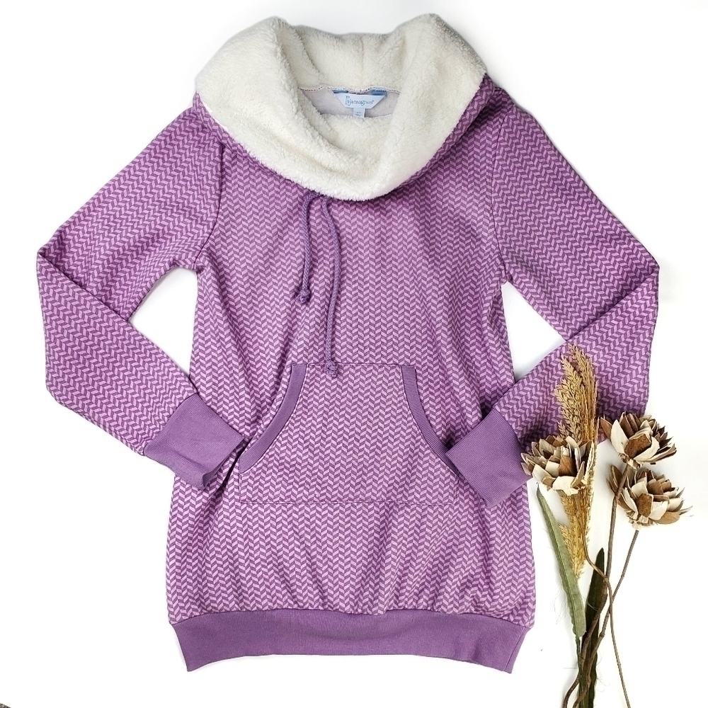 Pajamagram Cozy Purple Cowl Neck Sweatshirt XS - Picture 2 of 10